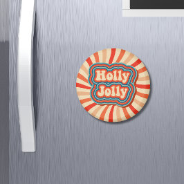 Imán Tipografía de Holly Jolly Navidades Retro