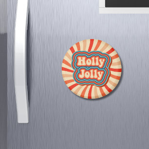 Imán Tipografía de Holly Jolly Navidades Retro