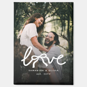 Imán Tipografía de Pareja Amor Moderno Foto Personaliza