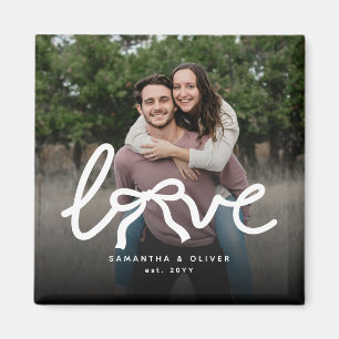 Imán Tipografía de Pareja Amor Moderno Foto Personaliza
