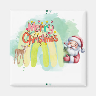 Imán Tipografía Feliz Navidad y Luces y Ciervos