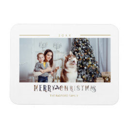 Imán Tipografía moderna de Feliz Navidad con foto perso