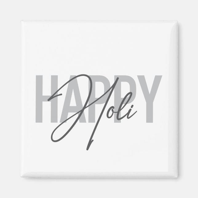 Imán Tipografía moderna, simple, fresca de Happy Holi (Frente)