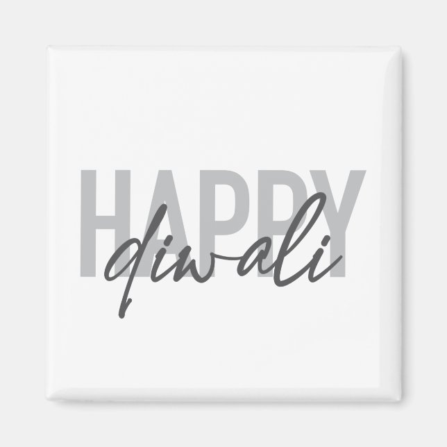 Imán Tipografía moderna, simple, fresca Feliz Diwali (Frente)