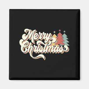 Imán Tipografía Navideña Merry Christmas Retro Vintage