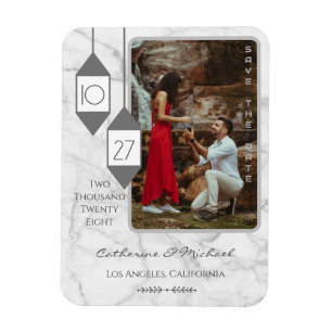 Imán Tipografía negrita Foto mínima de mármol blanco