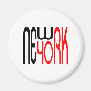Imán Tipografía Nueva York-Negro-Rojo