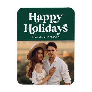 Imán Tipografía retro Fotografía de Green Happy Holiday