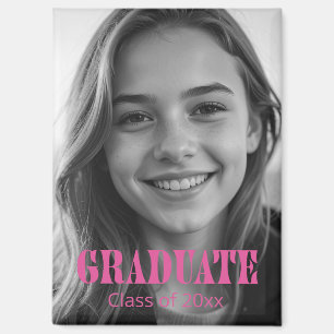 Imán Tipografía Rosa Moderna Foto de Graduación