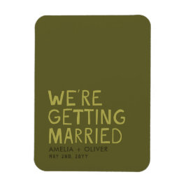 Imán Tipografía verde oliva moderna | Parte posterior r