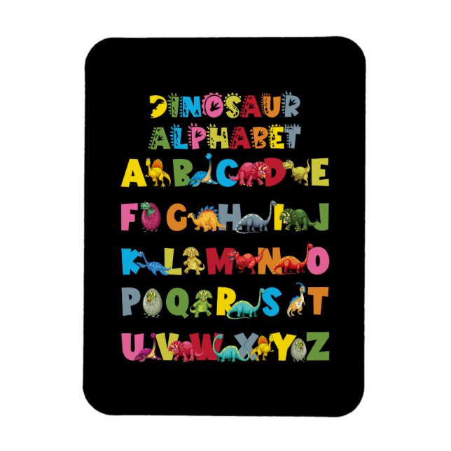 Imán Tipos De Dinosaurios Alphabet ABC (Vertical)