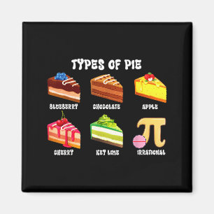Imán Tipos De Tarta Divertido Día Pi Geek 3.14 Matemáti