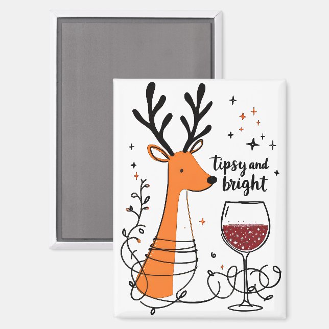 Imán Tipsy and Bright Reindeer  (Anverso/Reverso)