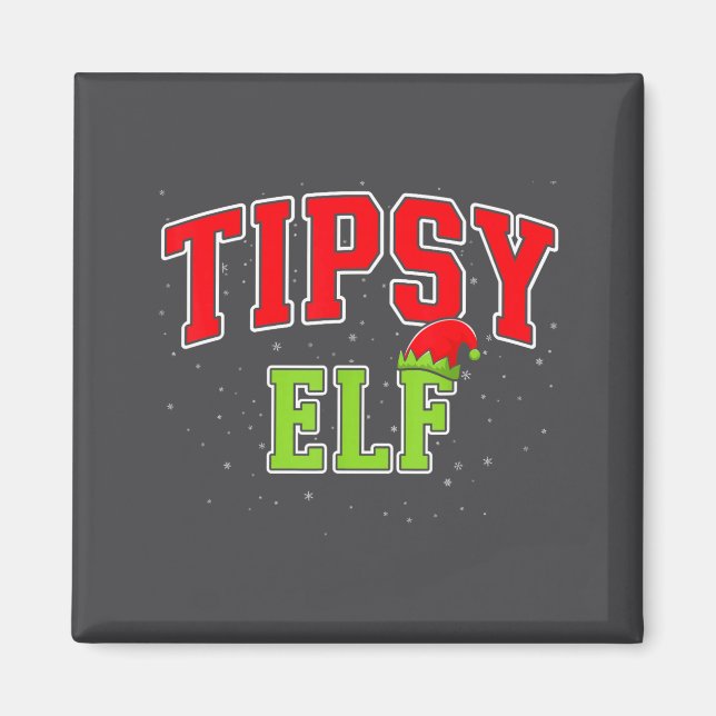 Imán Tipsy Elf Christmas Family Matching Group Xmas  (Frente)
