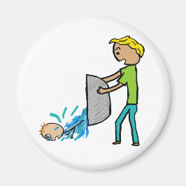 Imán Tira Al Bebé Con El Agua De Baño