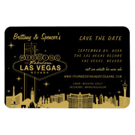 Imán Tira de Las Vegas negro y dorado guardar la fecha