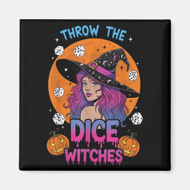 Imán Tirar las brujas de los dados Fiesta Bunco Hallowe (Frente)