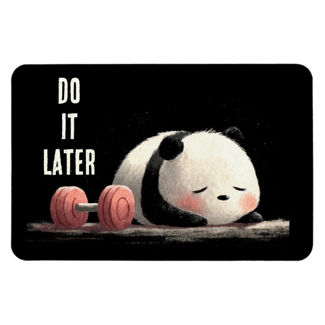 Imán Tired Panda Gym – Cute Funny Workout Art (Horizontal)