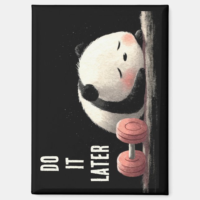 Imán Tired Panda Gym – Cute Funny Workout Art (Anverso)