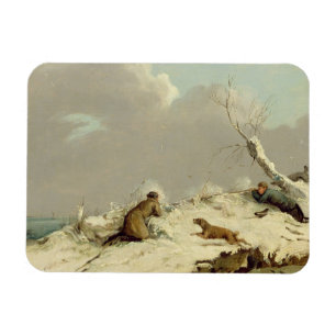 Imán Tiroteo de pato en invierno (aceite sobre lienzo)