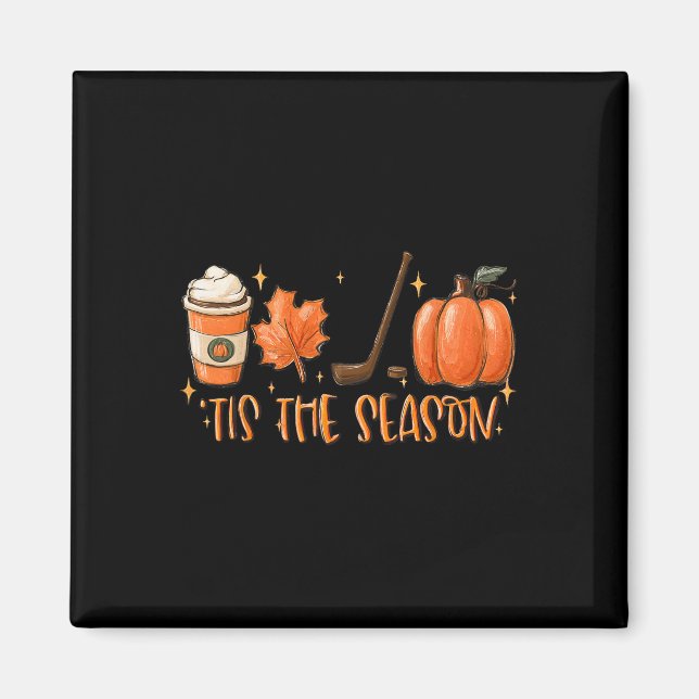 Imán Tis The Season Hockey Latte Leaves Hello Pumpkin H (Frente)