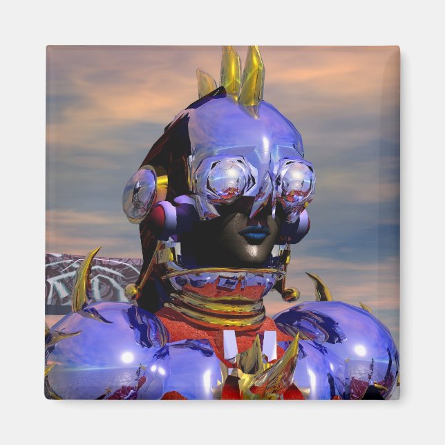 Imán TITAN CYBORG PORTRAIT Ciencia Ficción Azul,Scifi (Frente)