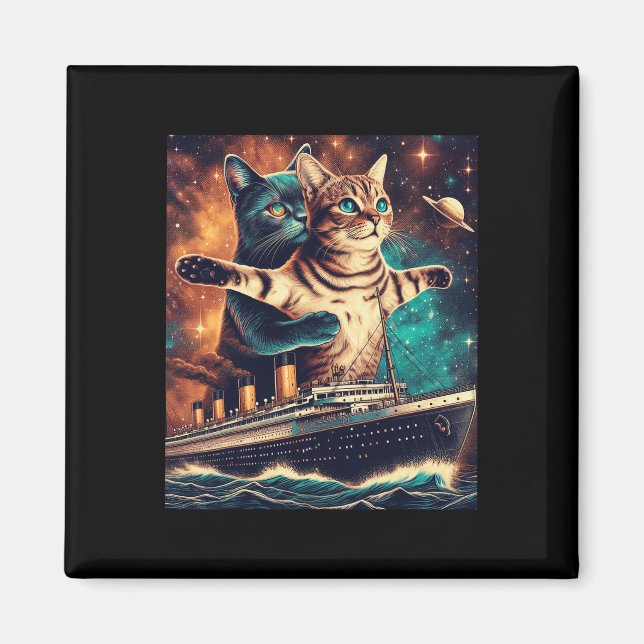 Imán Titanic Cats Funny Tee (Frente)