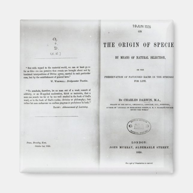 Imán Titular a 'Sobre el origen de las especies' (Frente)