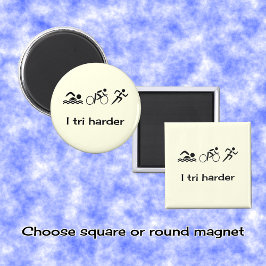 Imán Título del pictograma divertido de triatlón