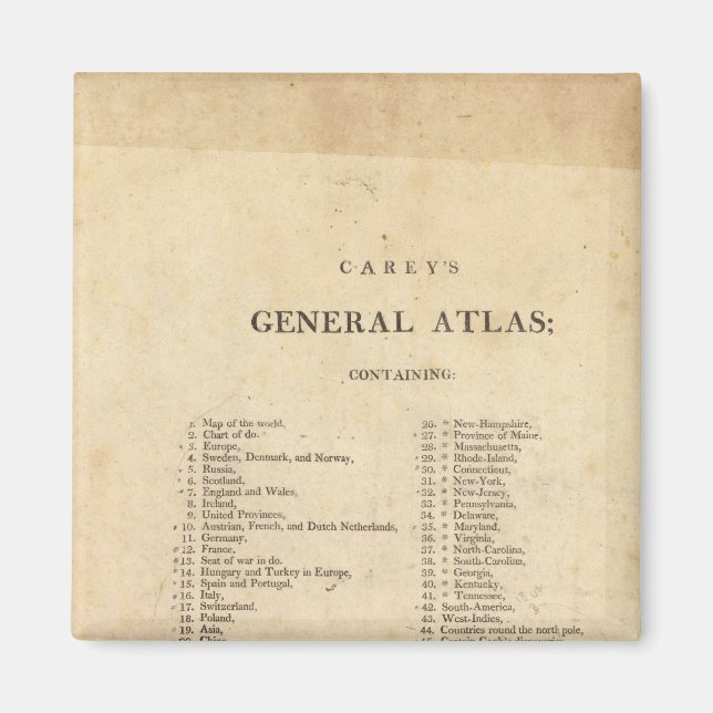 Imán Título Página Atlas generales de Carey (Frente)
