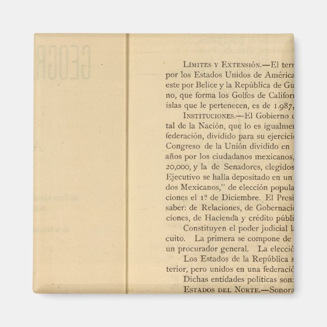 Imán Título Página del Atlas de México 1874 (Frente)