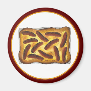 Imán Toad de comida británica en las salchichas del agu