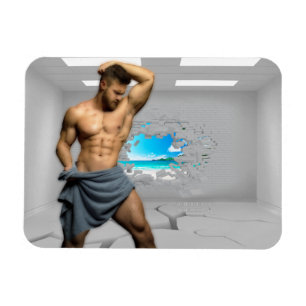 Imán Toalla de hombre de SlipperyJoe rota pared de ladr