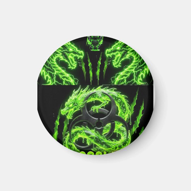 Imán TOCOCLAWS Dragones Gemelos Neon Verde Relámpago (Frente)