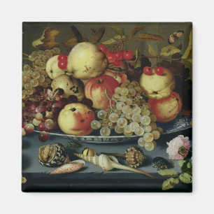 Imán Todavía vida con la fruta, las flores y los