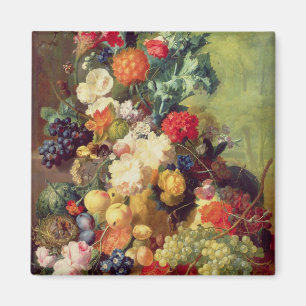 Imán Todavía vida con las flores y la fruta