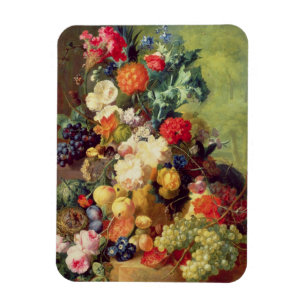 Imán Todavía vida con las flores y la fruta