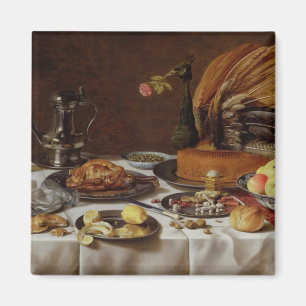 Imán Todavía vida con una empanada del pavo real, 1627