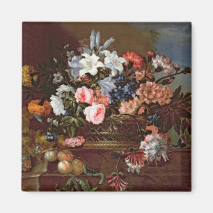 Imán Todavía vida de flores en una cesta