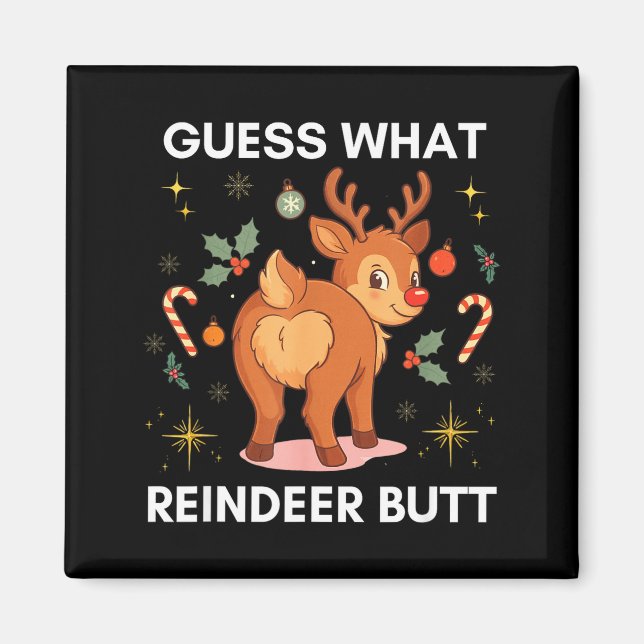 Imán Toddler Christmas Ugly Sweater Guess What Reindeer (Frente)