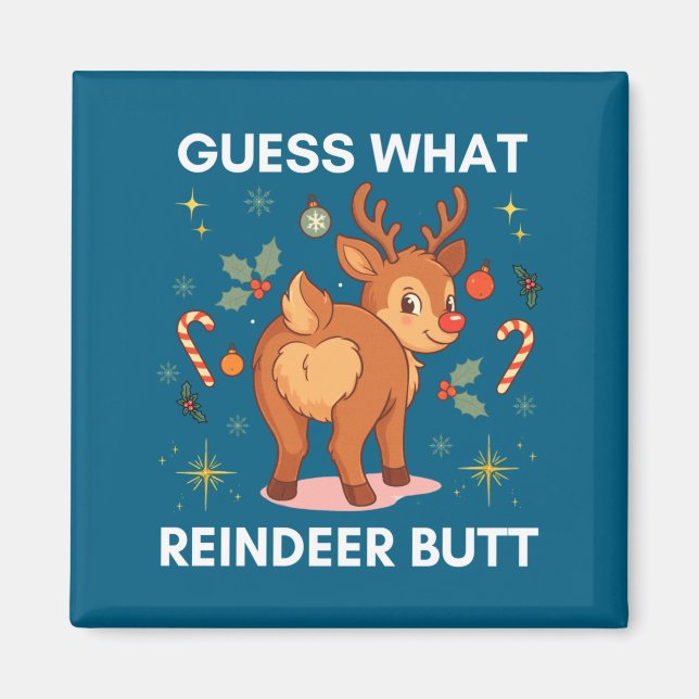 Imán Toddler Christmas Ugly Sweater Guess What Reindeer (Frente)
