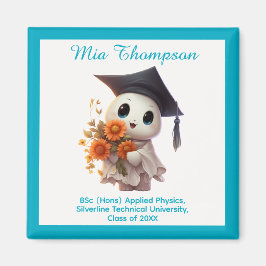 Imán 🎓 Todo el texto personalizable Chibi Azul Graduac
