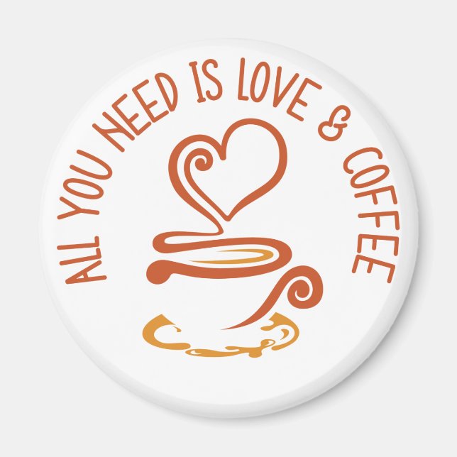 Imán Todo Lo Que Necesitas Es Amor Y Café (Frente)