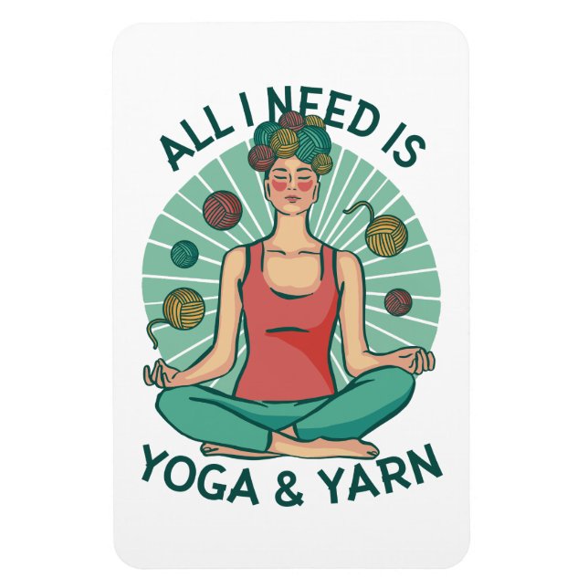Imán Todo lo que necesito es yoga y frases de yarne (Vertical)