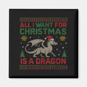 Imán Todo lo que quiero para Navidad es un dragón y lib