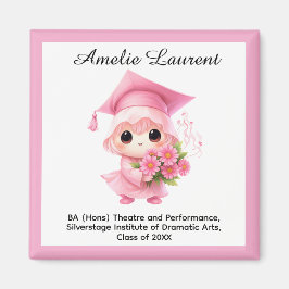 Imán 🎓 Todo texto personalizado Chibi Bloom Graduación