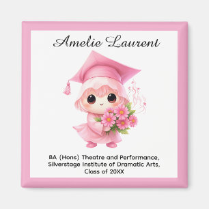 Imán 🎓 Todo texto personalizado Chibi Bloom Graduación