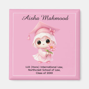 Imán 🎓 Todo texto personalizado Graduación Chibi Rose