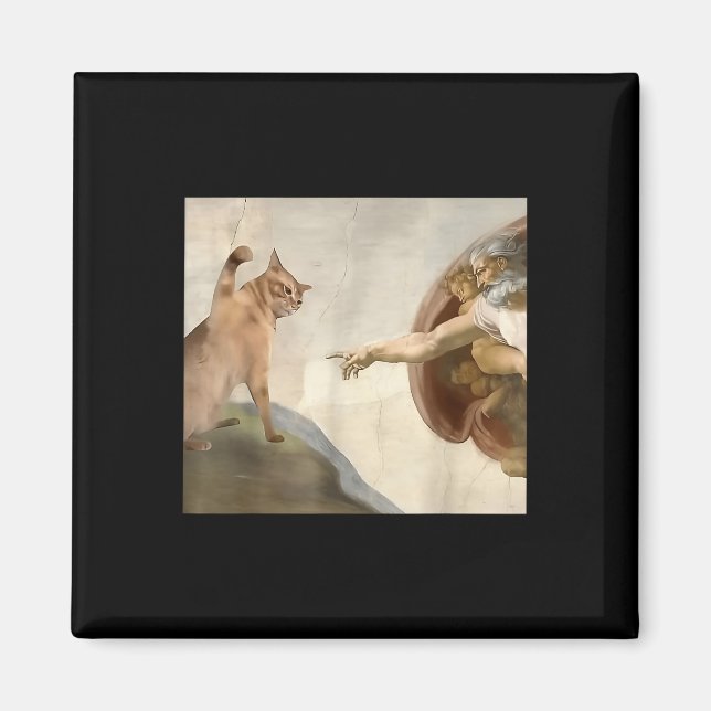 Imán Todopoderoso cachetazo Gracioso Gato Dios Creación (Frente)