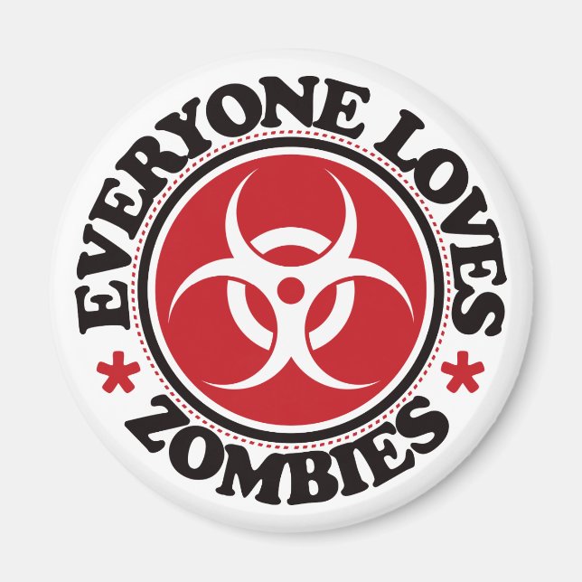 Imán Todos aman a los zombies - rojo (Frente)
